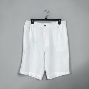 Caribbean Mens White Linen Shorts Size 42 Preppy Beach Coastal Resort Minimalist